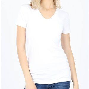 Zenana Outfitters White Short Sleeve Tee